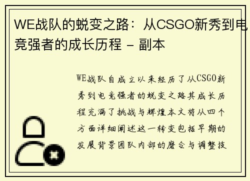 WE战队的蜕变之路：从CSGO新秀到电竞强者的成长历程 - 副本