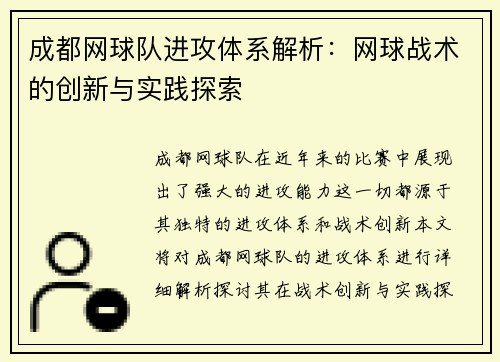 成都网球队进攻体系解析：网球战术的创新与实践探索